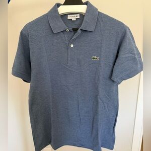 Lacoste Men's Heather Blue Piqué Polo with Crocodile Logo
